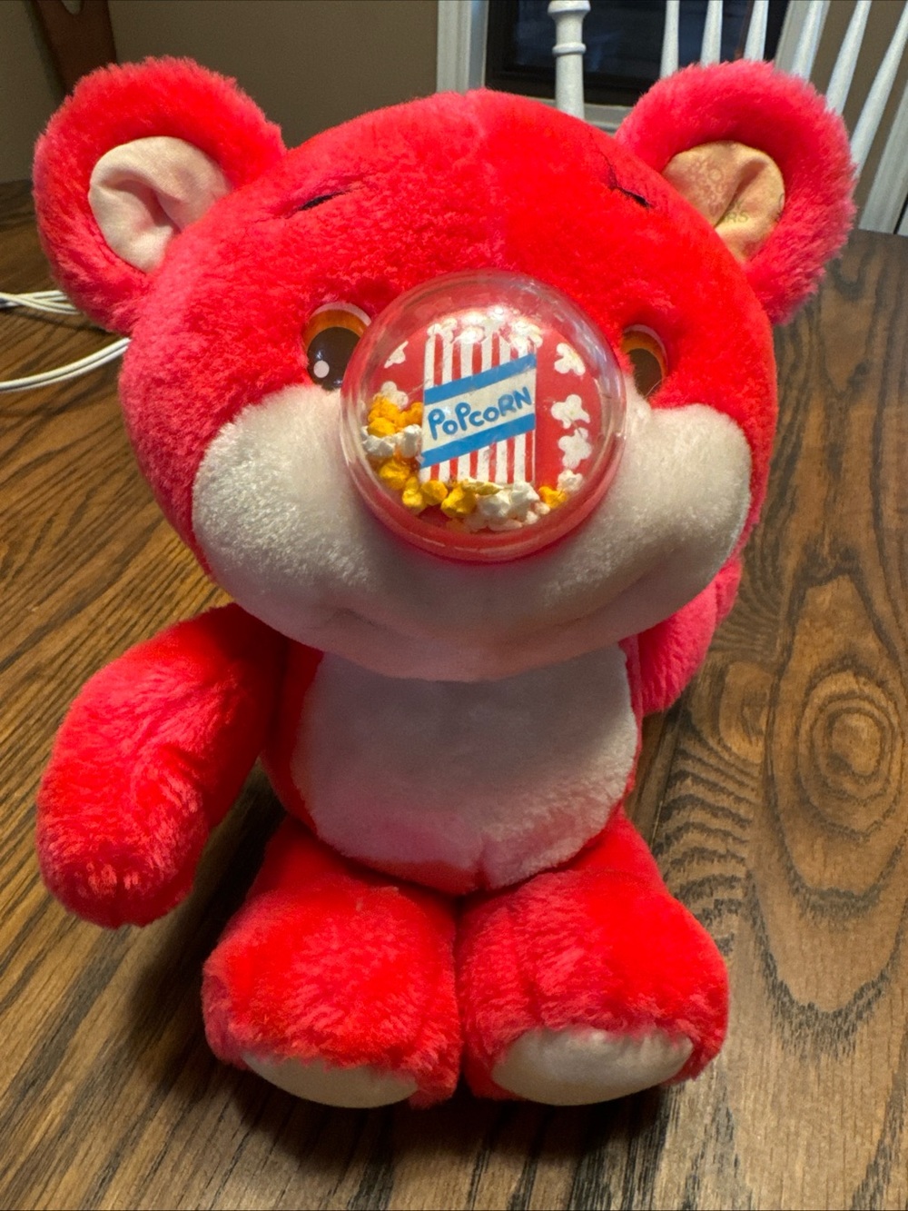 Vtg Playskool Nosy Bear Popper Neon Popcorn Nose Plush 80s Stuffed Animal Works